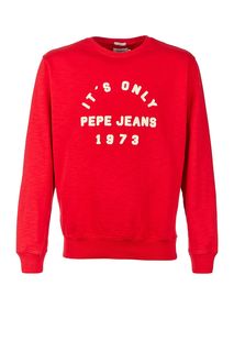 Красный свитшот из хлопка с нашивками Pepe Jeans