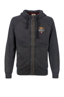 Серая хлопковая толстовка с капюшоном Aeronautica Militare