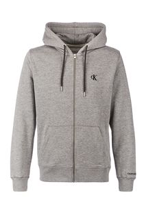 Серая толстовка на молнии с капюшоном Calvin Klein Jeans