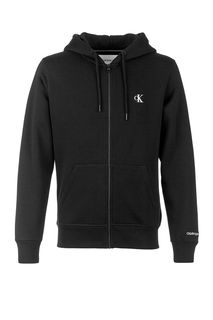 Черная толстовка на молнии с капюшоном Calvin Klein Jeans