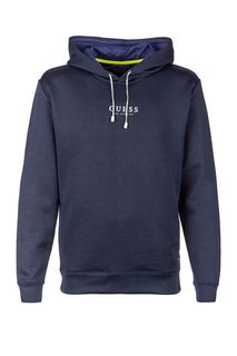 Синяя толстовка с капюшоном и карманами Guess