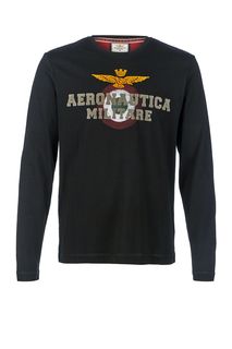 Черная футболка с длинными рукавами Aeronautica Militare
