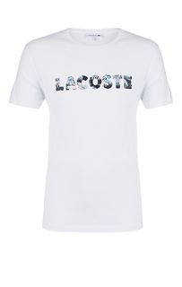 Хлопковая футболка с принтом Lacoste
