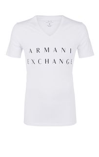 Хлопковая футболка с логотипом бренда Armani Exchange
