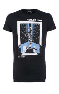 Черная хлопковая футболка с короткими рукавами Religion