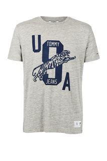 Хлопковая футболка с бархатным принтом Tommy Jeans