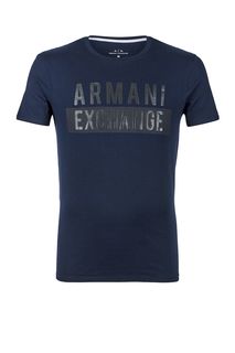 Хлопковая футболка с логотипом бренда Armani Exchange