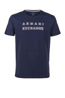 Хлопковая футболка с контрастным принтом Armani Exchange