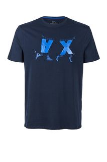 Синяя хлопковая футболка Armani Exchange
