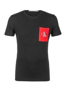 Хлопковая футболка с ярким карманом Calvin Klein Jeans
