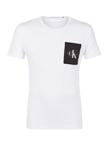 Хлопковая футболка с контрастным карманом Calvin Klein Jeans