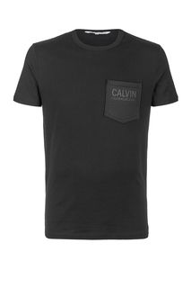 Черная хлопковая футболка с карманом Calvin Klein Jeans