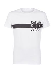 Хлопковая футболка с контрастным принтом Calvin Klein Jeans