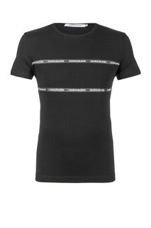 Черная хлопковая футболка с принтом Calvin Klein Jeans