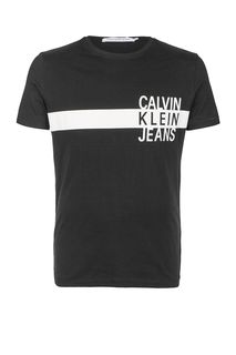 Хлопковая футболка с контрастным принтом Calvin Klein Jeans