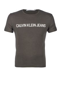 Хлопковая футболка с логотипом бренда Calvin Klein Jeans