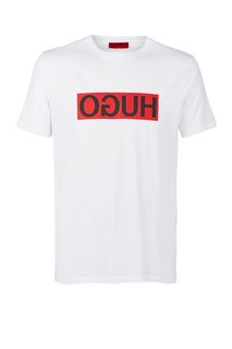 Хлопковая футболка с контрастным принтом Hugo Boss