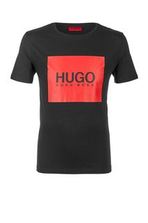 Хлопковая футболка с логотипом бренда Hugo Boss