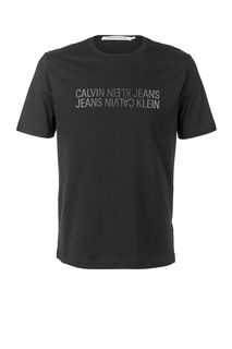 Черная футболка из хлопка с принтом Calvin Klein Jeans