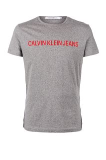 Хлопковая футболка с логотипом бренда Calvin Klein Jeans