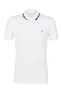 Белая хлопковая футболка поло Calvin Klein Jeans