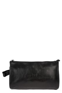 Черный кожаный несессер на молнии Sergio Belotti