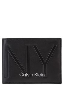 Черное кожаное портмоне с тиснением Calvin Klein Jeans