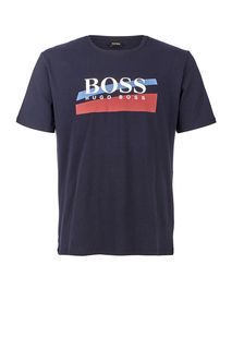 Домашняя хлопковая футболка с логотипом бренда Hugo Boss