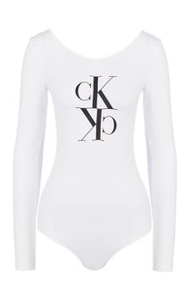 Футболка-боди из хлопка с логотипом бренда Calvin Klein Jeans