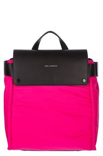 Текстильный рюкзак цвета фуксии с откидным клапаном Karl Lagerfeld