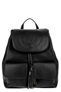 Рюкзак черного цвета с тиснением на клапане Trussardi Jeans