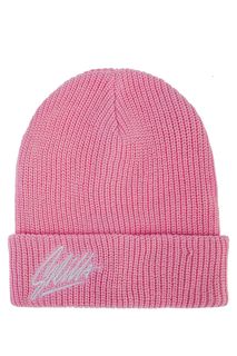 Розовая хлопковая шапка с вышивкой Skills