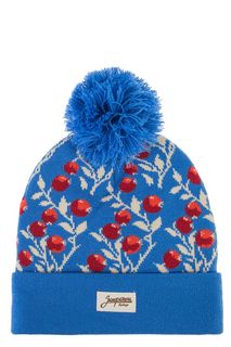 Синяя шапка мелкой вязки с помпоном Запорожец Heritage