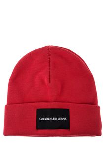Красная шапка из хлопка с нашивкой Calvin Klein Jeans