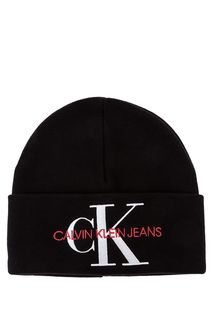 Шапка из хлопка с вышитым логотипом бренда Calvin Klein Jeans