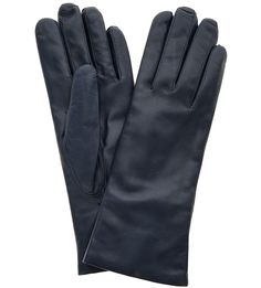 Синие кожаные перчатки с шерстяной подкладкой Bartoc