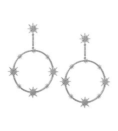 Серебристые серьги-кольца с кристаллами Herald Percy