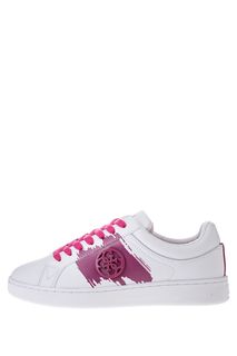 Белые кеды с яркой отделкой Guess