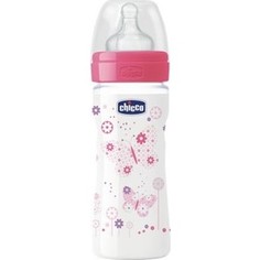 Бутылочка Chicco Well-being Girl 2 мес.+, сил.соска, средн. поток, РР, 250 мл 310205120
