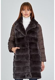 Комбинированная шуба из меха кролика Virtuale Fur Collection