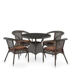 Комплект плетеной мебели Лион-1A Afina T220CT/Y32-W53 Brown 4Pcs (4+1)