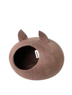 Домик для кошек и собак Zoobaloo WoolPetHouse с ушками, какао, 40х40х20 см