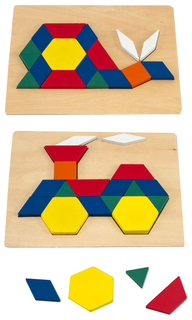 Мозаика деревянная Melissa & Doug "Первые навыки Трафарет с блоками на досках"