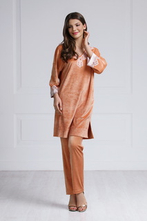 Домашнее платье женское Laete 20279 оранжевое M