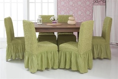 Чехлы на стулья с оборкой Venera "Chair cover", цвет: фисташка, комплект 6 шт