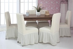 Чехлы на стулья с оборкой Venera "Chair cover", цвет: белый, комплект 6 шт