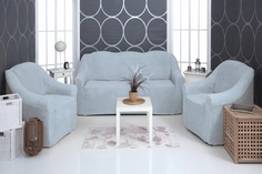 Комплект чехлов на диван и кресла плюшевый Venera "Soft sofa set", цвет: серый, 3 предмета