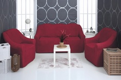 Комплект чехлов на диван и кресла Venera Soft sofa set, бордовый, 3 предмета