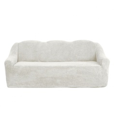 Чехол на трехместный диван плюшевый Venera "Sofa soft", цвет: белый