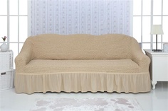 Чехол на трехместный диван с оборкой CONCORDIA "Triple sofa", цвет: светло-бежевый